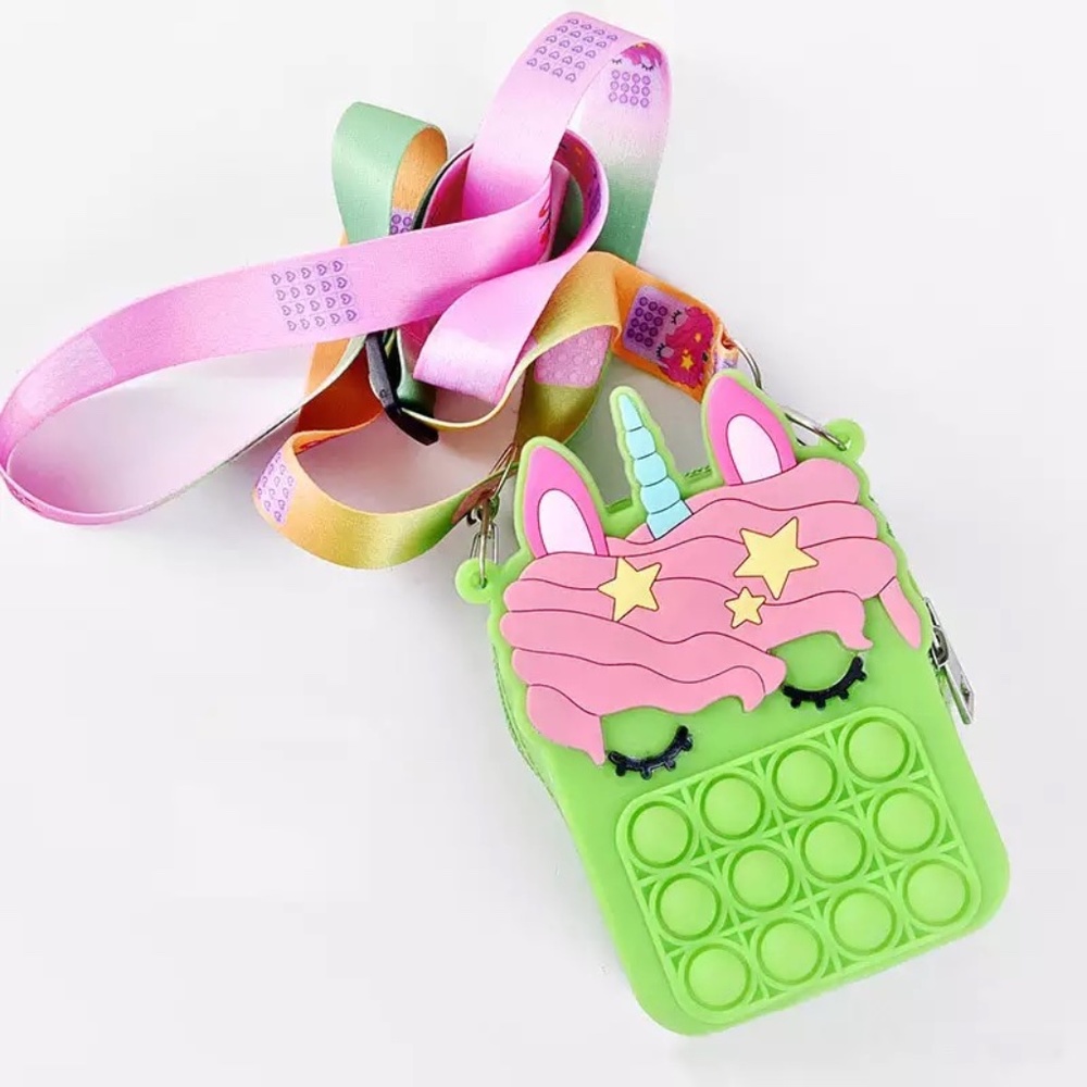 Green Pop it Unicorn purse